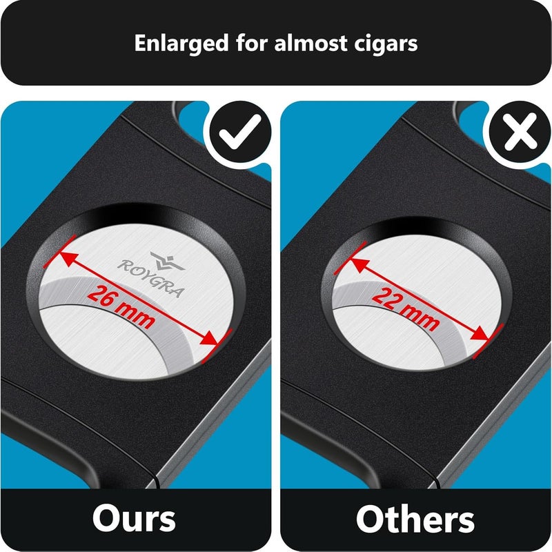 roygra Cigar Cutter Set (12 Pack), Enlarged 65 Ring Fit Almost Cigars, Guillotine Double Blade, Cigar Accessories for Men, Plastic Smoking Accessories Tool, Portable Sharp Clean Cut - Black - Image 4